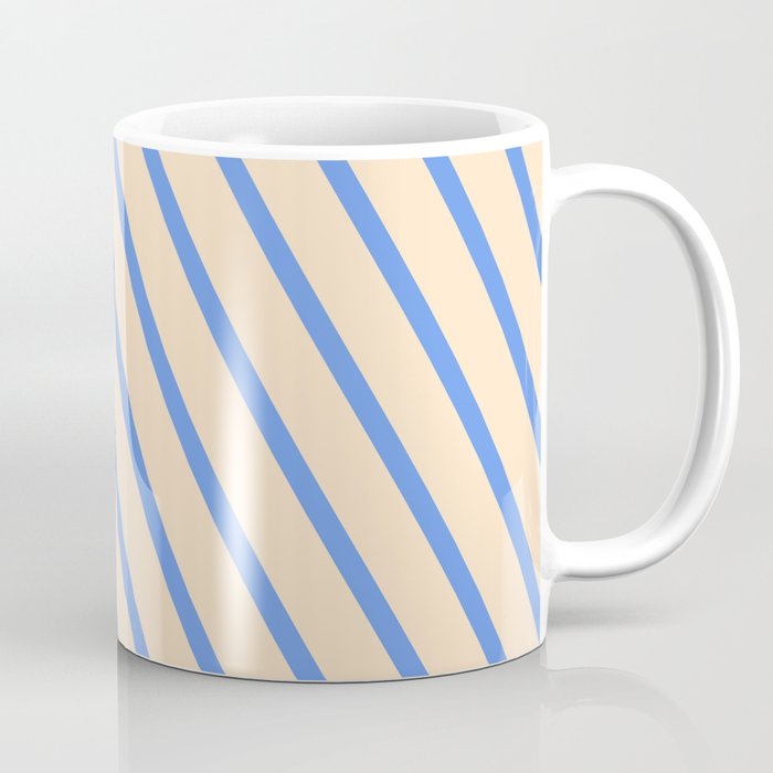 Cornflower Blue & Bisque Colored Pattern of Stripes Coffee Mug