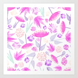 A Dream of Light Pink watercolor Flowers Art Print