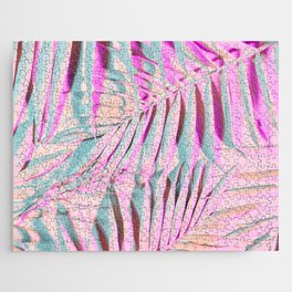 Tropical state of mind glitch pink pattern Jigsaw Puzzle