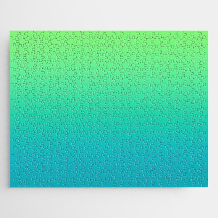 Lime Green to Teal Blue Gradient Jigsaw Puzzle