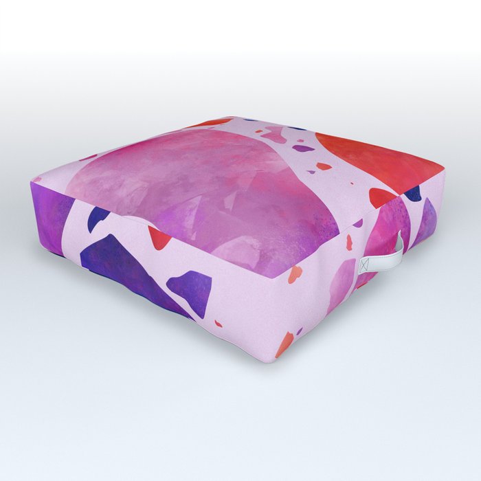 Terrazzo diamond purple pink orange blue Outdoor Floor Cushion