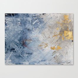 Blue White And Gold Abstract Painting Canvas Print By