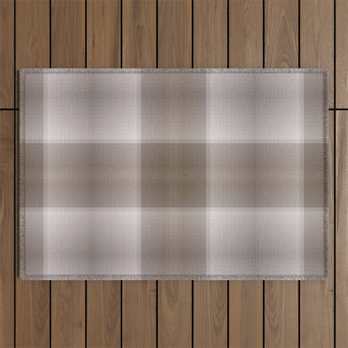 Beige Watercolor Checkered Pattern Outdoor Rug