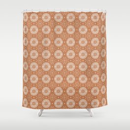 Bohemian Sun Print - terracotta aruba, sun, sunshine, tile, boho, clay, brown, happy, decor Shower Curtain