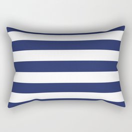 Navy Blue and White Stripes Rectangular Pillow