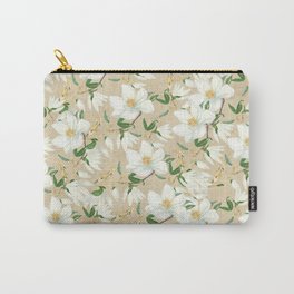 Magnolia in Bloom Pattern Carry-All Pouch | Bloom, Pattern, Graphicdesign, Magnolia, Digital, Floral, Flower, White, Abstract, Green 