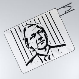 Julian Assange Portrait Silhouette Picnic Blanket