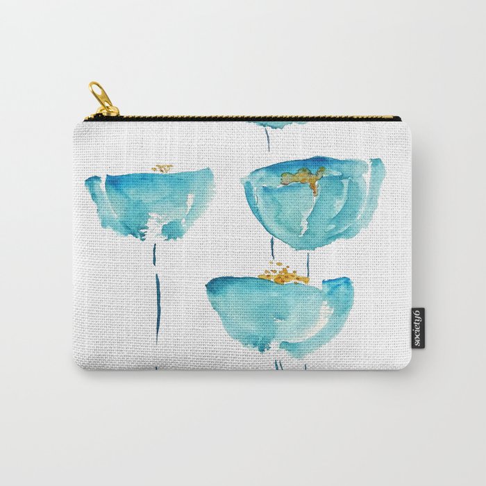 blue poppy watercolor Carry-All Pouch