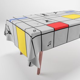 Dancing like Piet Mondrian - Composition with Red, Yellow, and Blue on the light grey background Tablecloth
