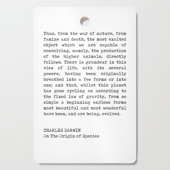 Charles Darwin Quote - On The Origin of Species - Inspiring Quotes - Typewriter Cutting Board