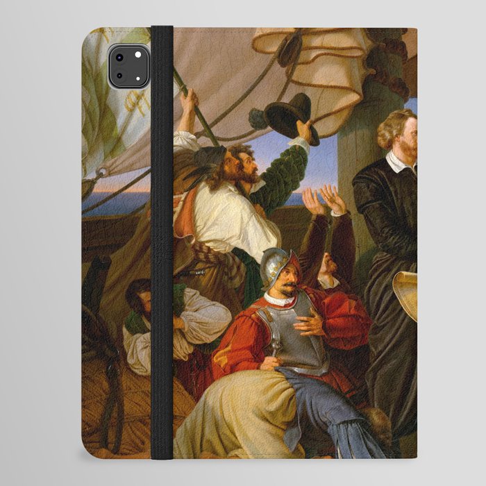 Columbus Discovers the Shores of America, 1846 by Christian Ruben iPad Folio Case