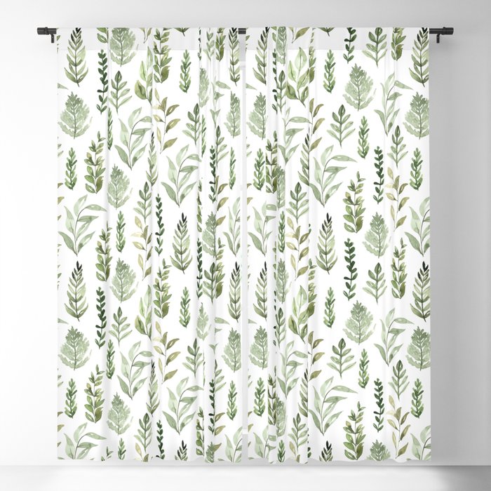 Watercolor leaves Blackout Curtain