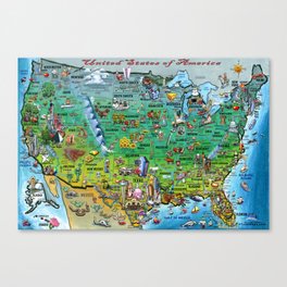 United States of America Fun Map Canvas Print