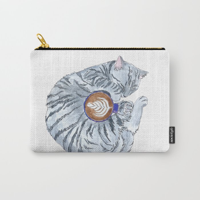 Cozy Coffee Cat Carry-All Pouch