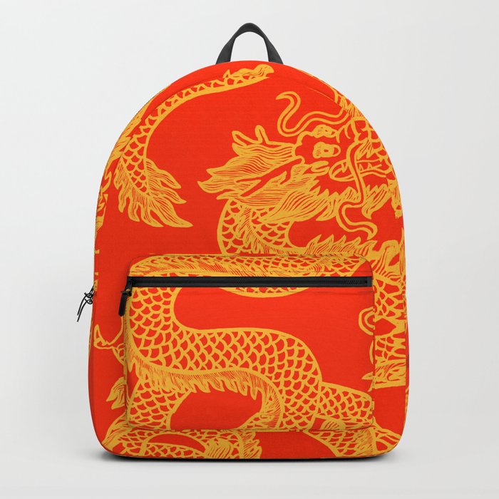 Red and Gold Battling Dragons Backpack