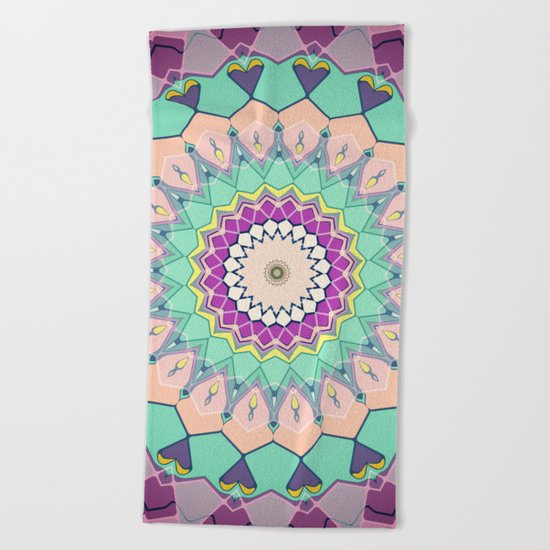 Colorful Symmetrical Abstract Beach Towel