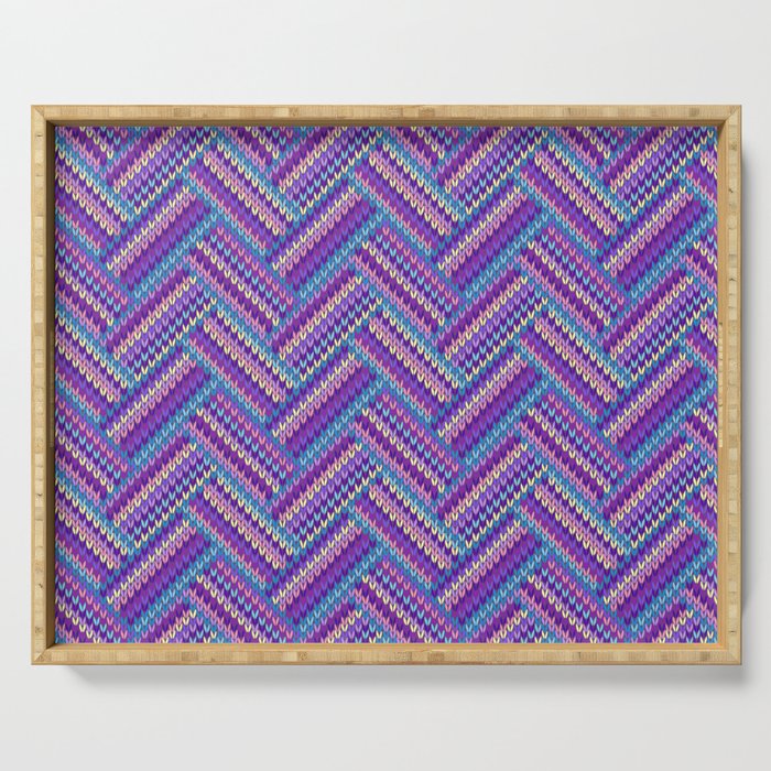 Knitted Textured Pattern Purple Serving Tray