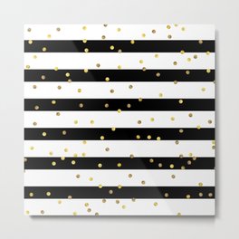 Christmas White and Black and Christmas Golden confetti Metal Print