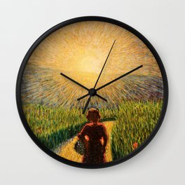 Sicilian sunset, 1921 romantic floral landscape painting by Pippo Rizzo Wall Clock