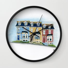 Jellybean Row - Newfoundland houses, buildings Wall Clock