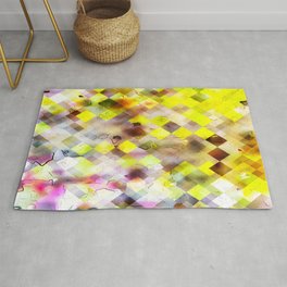 geometric pixel square pattern abstract background in yellow brown Area & Throw Rug