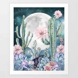 Desert Nights Gemstone Oasis Watercolor Art Print