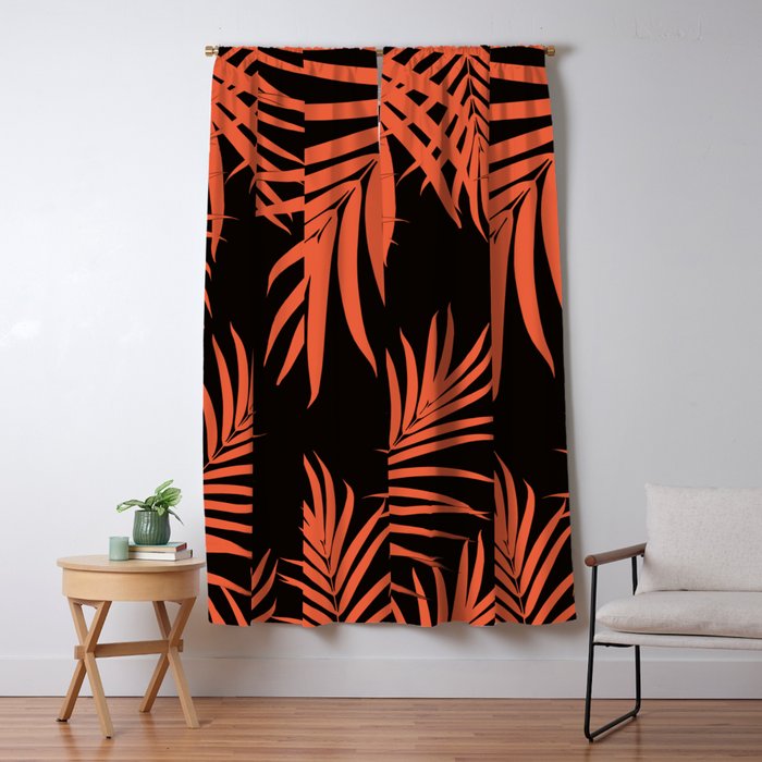 Palm Leaves Pattern Orange Vibes 1 Tropical Decor Art