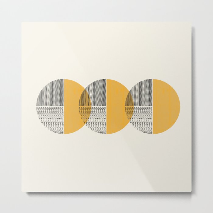 Minimalist circles with yellow Metal Print