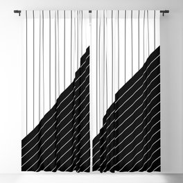 Elegant Pinstripes and Triangles Black White Blackout Curtain