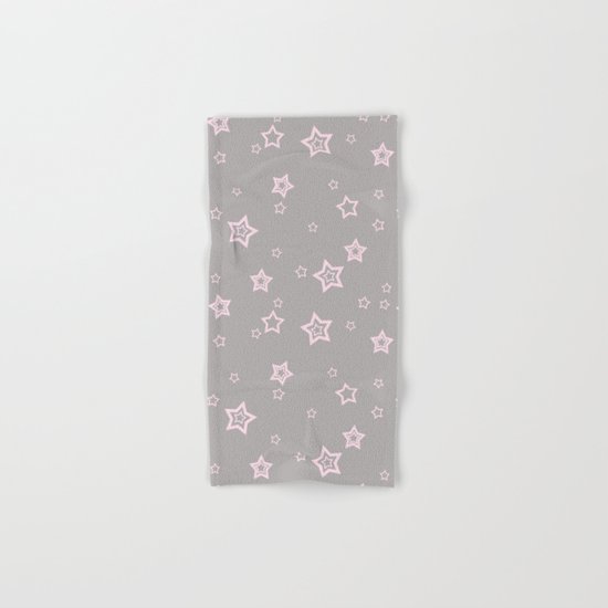 Pink little stars on grey on #Society6 Hand & Bath Towel