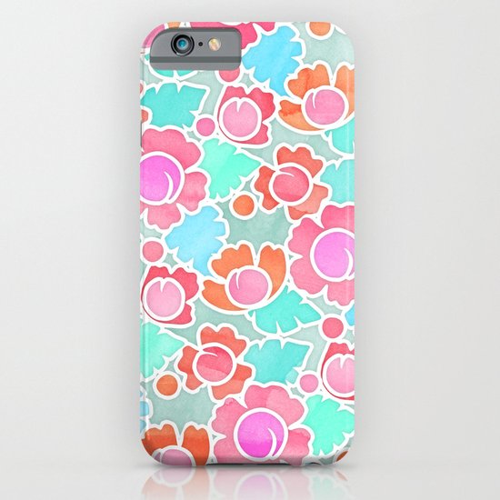 Pastel Tropical Floral Pattern Design with watercolor texture iPhone & iPod Case