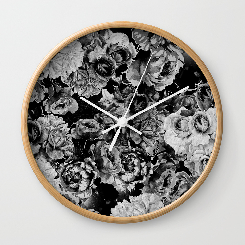 Black Roses Wall Clock by rebekahbauer