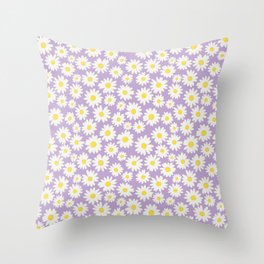 Daisy flowers pattern. Digital Illustration background Throw Pillow