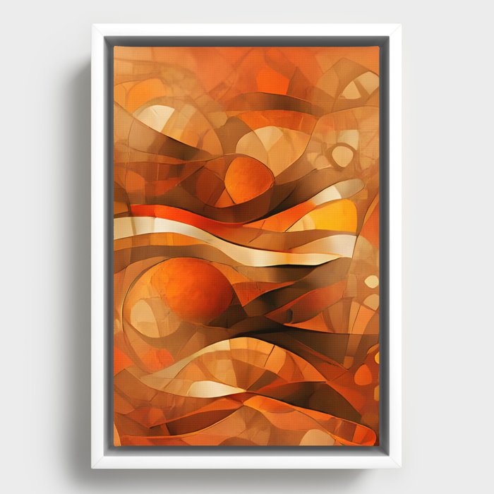 Orange and brown original abstract digital artwork Framed Canvas