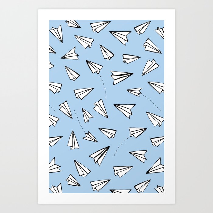 Paper Planes on Blue Art Print