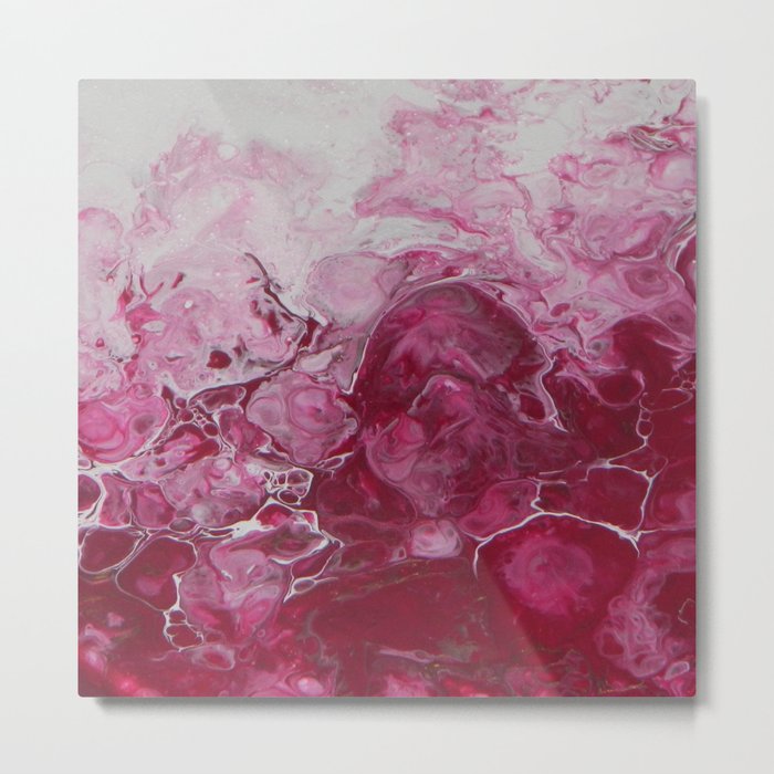 Magenta Love, abstract acrylic fluid painting Metal Print
