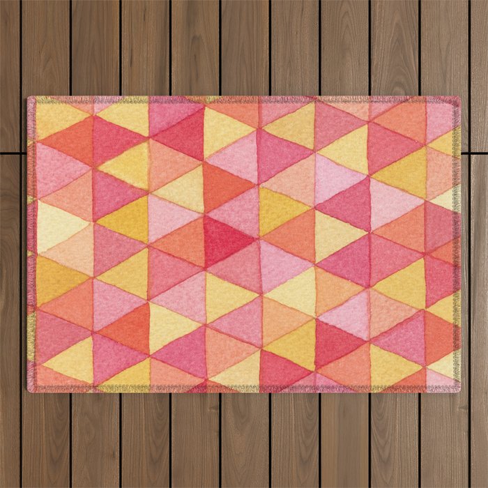 Watercolor Geometric Triangles Outdoor Rug