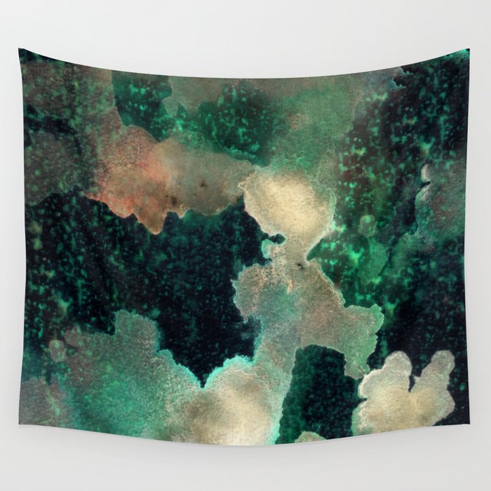 Gems Black Green Cream Brown Yellow Gold Ink Abstract