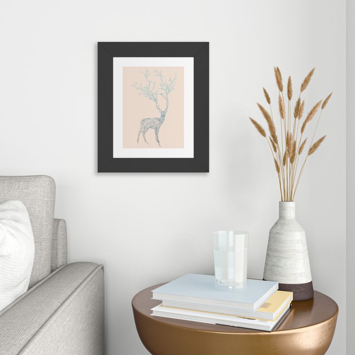 Society6 ケース Blue Deer by Huebucket Blue Deer Framed Art Print by Huebucket | Society6