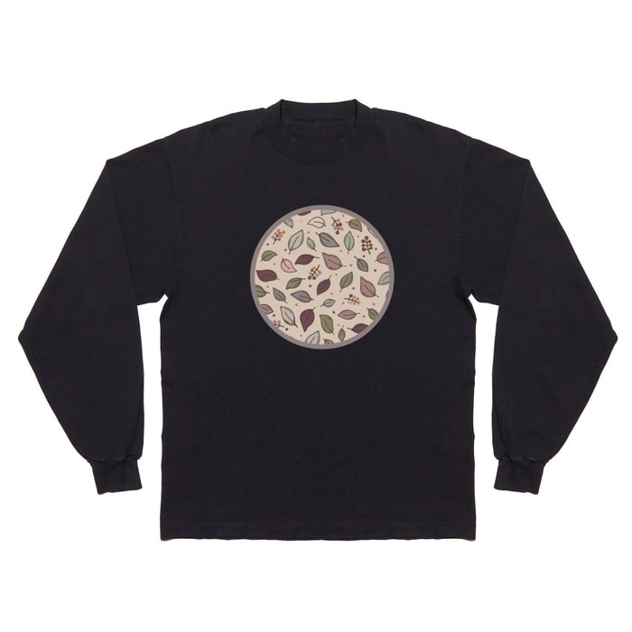 Autumn leaves and berries in pale pink and purple Long Sleeve T Shirt