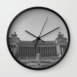 Black & white photo, Victor Emmanuel II Monument, Altar of the Fatherland, Rome photography Wall Clock
