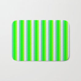[ Thumbnail: Lime, Aquamarine, Lavender & Chartreuse Colored Lined/Striped Pattern Bath Mat ]
