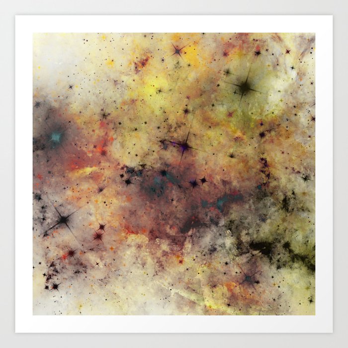 Into The Unknown - Abstract, rustic space style painting Art Print
