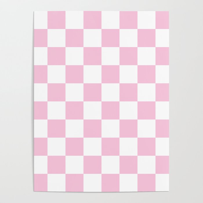 Pale Pink Checkerboard Pattern Palm Beach Preppy Poster