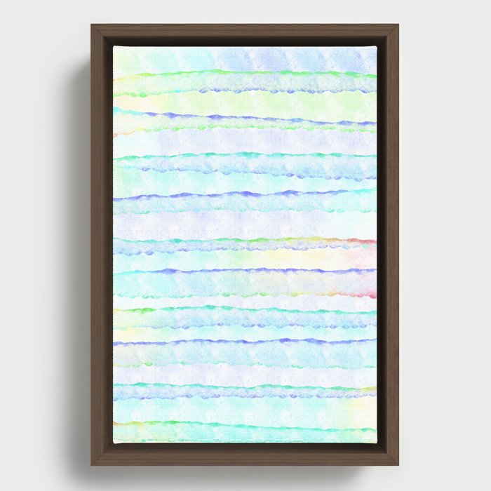 Neon Pastel Stripes Pattern Framed Canvas