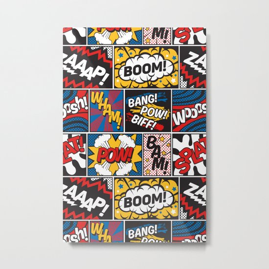 Modern Comic Book Superhero Pattern Color Colour Cartoon Lichtenstein Pop Art Metal Print
