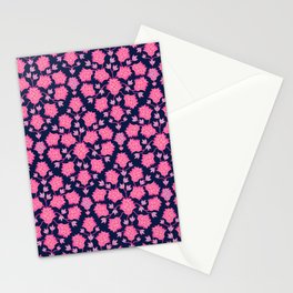 THISTLEDOWN FLORAL in PINK AND DARK BLUE Stationery Card