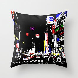 Tokyo at Night - Shibuya Crossing Throw Pillow