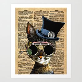 Clockwork Kitty Steampunk Cat Art Print