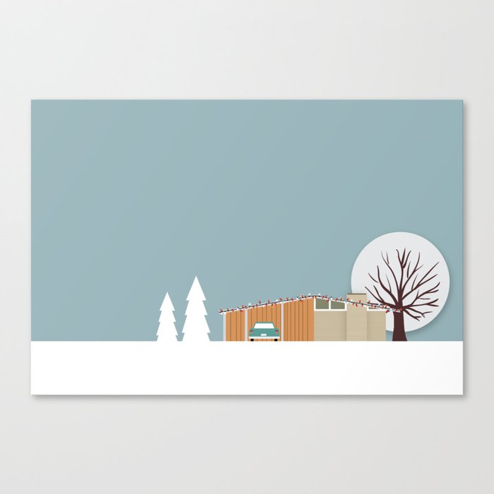 Retro series - Mid Century house in winter Canvas Print